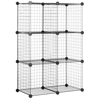 Image de Amazon Basics cubes de rangement en fil métallique, 6 pièces, Noir, 37 D x 77 W 114 H cm