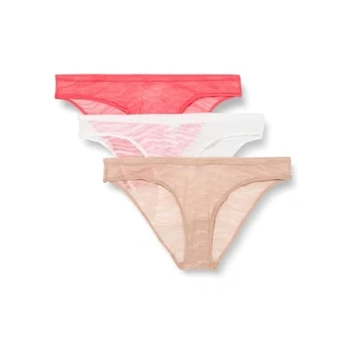 Image de Calvin Klein 3 Pack Bikini (Low Rise) 000QD5203E Culottes, Multicolore (Calypso Coral/Cedar/White), 3XL Femme