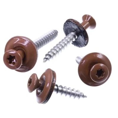 Image de SECCARO Lot de 100 vis étanches 4,5 x 35 mm, RAL 8004 marron cuivré, acier inoxydable A2, rondelle d&#039;étanchéité EPDM 15 TX/six pans creux