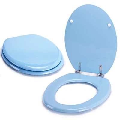 Image de MSV Abattant WC MDF CLÉO Bleu Ciel Charnières INOX