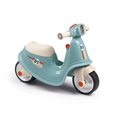 Image de Smoby Porteur Scooter pour Enfant Dès 18 Mois Roues Silencieuses Coffre à Jouets Bleu 721006