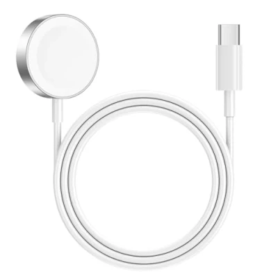 Image de AOOZTO Chargeur pour Apple Watch vers USB C [Certifié MFi] Rapide Sans Fil Magnétique Portable Compatible avec Series 9 8 SE Ultra, Ultra2, 38/40/42/44 mm (1 m), blanc