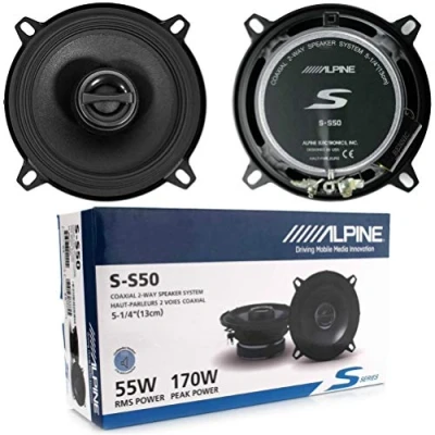 Image de 2 Haut parleurs coaxiaux Voies Alpine S S50 5.25&quot; 13.00 cm 130 mm 55 Watts rms 170 Watt Max impedance 4 ohms 87 DB spl Voiture, la Paire