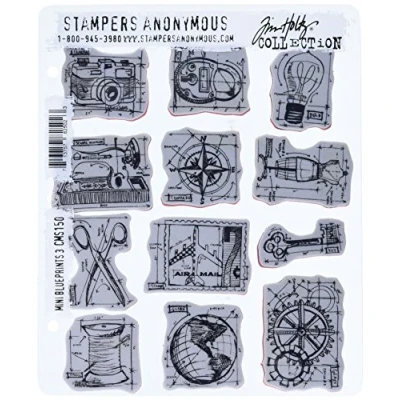 Image de Tim Holtz Ensembles des tampons de Cling, Outils Tampon en Caoutchouc Anonymous Artful