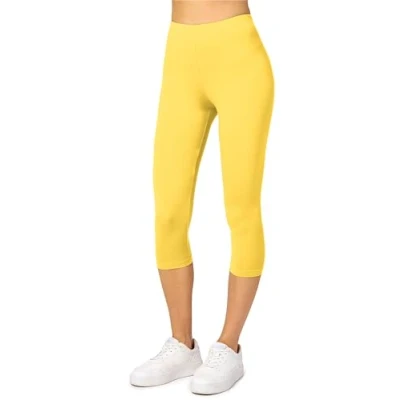Image de Merry Style Leggings Femme 3/4 Confortable Viscose Pantacourt Tenue Sport Short Cycliste MS10 144 (Jaune, XL)