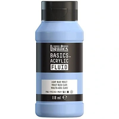 Image de Liquitex 8870396 Basics Fluid Peinture acrylique à consistance fluide, séchage rapide, résistante la lumière, imperméable, base d&#039;eau, Flacon de 118 ml, Violet Bleu Clair