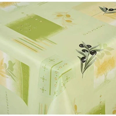 Image de Venilia Nappe &quot;vert Olive&quot; linge de table toile cirée maintenance réduite hydrophobes, Polyester, PVC, rondes, 140 x cm, 55053