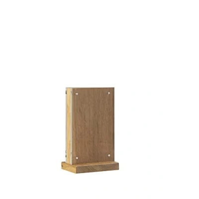 Image de EUROPEL Présentoir de table luxe A6, support en bois chêne certifié FSC, deux plaques acrylique transparent aimantées, présentation recto verso, pour brochure, cartes des boissons, hôtel