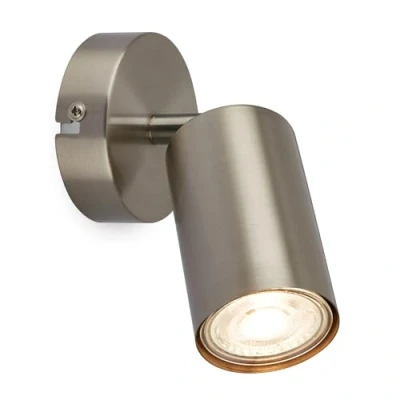 Image de BRILONER Applique intérieure orientable, douille GU10, max. 9 W, lampe de lecture, salon, lampe, applique, cuisine, couloir, chambre à coucher, 8x15,5 cm, nickel mat