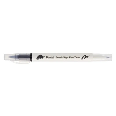 Image de Pentel Arts Brush Sign Pen Twin SESW30C Lot de 10 feutres pinceau bi pointe, Pointe large et fine, Acquarellable, Noir