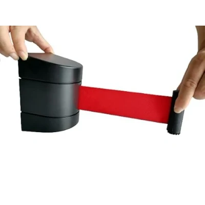 Image de PINNERS ruban extensible mural (5 mètres), non passé, délimiteur, support de mural, rétractable barrière murale, sécurité 5 mètres