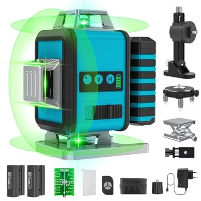 Image de 【Mode Impulsion】Niveau Laser 4 x 360, 4D 16 Ligne Chantier, Lazer Niveaux Lignes Croisé 30M Mode Impulsion Extérieur, Verte Horizontal et Verticale avec Télécommande