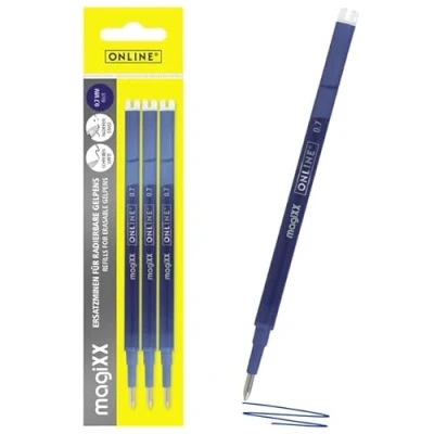 Image de Online Recharge effaçable I compatible avec Pilot Frixion, magiXX Bleu Largeur de trait 0,7 mm pour stylos gel roller encre