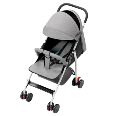 Image de Poussette Bébé Légère et Compacte de 0 Mois à 4 Ans, Capacité Charge Maximale 25 kg, Pliable, Dossier Inclinable, Pliage Automatique en 1 Étape, Canopy C gris