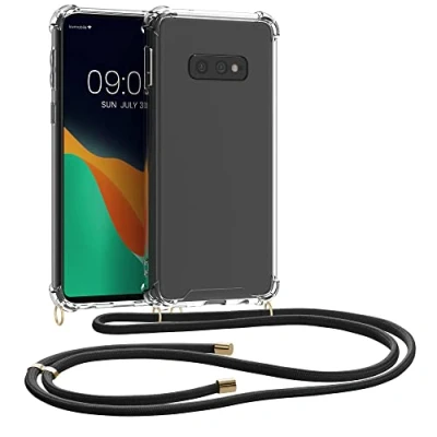 Image de kwmobile Coque Collier Compatible avec Samsung Galaxy S10e Housse de Protection en TPU Cordon Sangle Transparent Noir