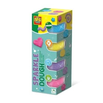Image de SES Creative 00515 Pâte à modeler Feel good Scintillant Vegan et sans gluten pailletée (4x90gr)
