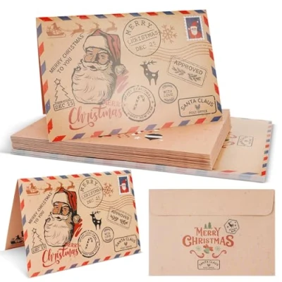 Image de NHYDZSZ Carte de Voeux Noel, 20 Pièces Cadeau Noël Cartes Noel Pliantes avec Enveloppes Motif Vœux les invitations fête Joyeux