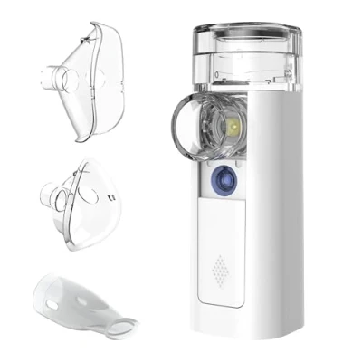 Image de mini Air 360+ Nébuliseur portable silencieux pour adultes et enfants Deux tailles de masque embout buccal inclus Soulagement la toux du rhume Rechargeable via Micro USBDistribué par OMRON