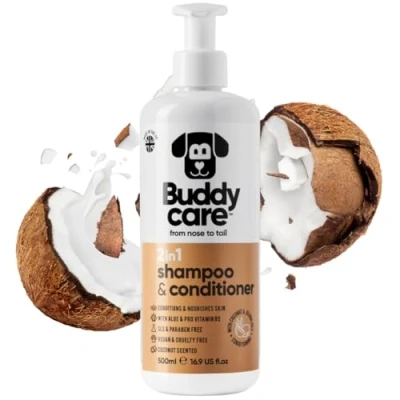 Image de Shampooing et revitalisant 2 en 1 par Buddycare Pratique pour Chiens Un Seul Produit avec de l&#039;aloe Vera la provitamine B5 (500ml)