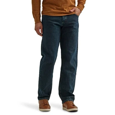 Image de Wrangler Authentics Jean Classique en Coton à 5 Poches Coupe décontractée, Bleu Nuit, 33 W/32 L Homme