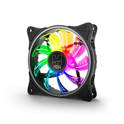 Image de NOX Hummer A FAN Ventilateur PC 120 mm, ARGB Rainbow LED, Ultra Silencieux avec Coussinets en Caoutchouc Anti vibration, Grand Débit d&#039;Air, 3 Broches, Couleur Noir