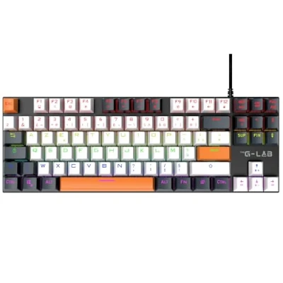 Image de The G Lab Keyz Mercury Colors Clavier Mécanique TKL 87 Touches Orange, Blanc Et Noir, Gaming Filaire USB, Rétroéclairage LED RGB Gamer Compact PC/PS5/XBOX New 2024