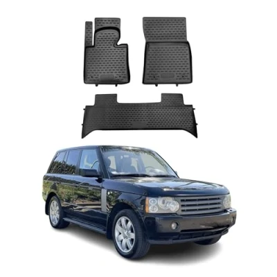Image de Tapis de Sol Compatible avec Land Rover Range 2002 2012 Caoutchouc TPE Noir