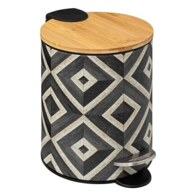 Image de 5five Poubelle Soft Close 3l Noir et Beige Canvas