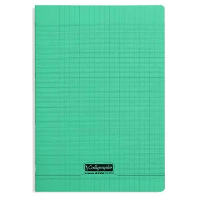 Image de Calligraphe 18255C Un Cahier Agrafé Vert (une Marque de Clairefontaine) A4 21x29,7 cm 140 Pages Grands Carreaux Papier Blanc 90 g Couverture Polypro Transparent