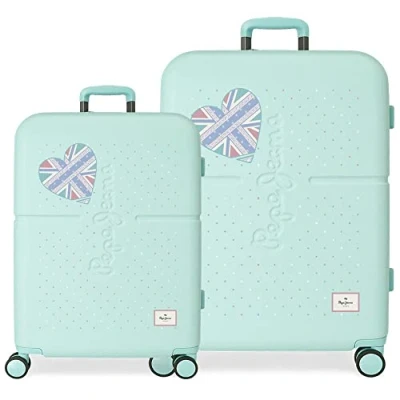 Image de Pepe Jeans Nerea Bleu Valise Set 55/70 cm ABS Rigide Fermeture TSA Intégrée 116L 7.54 kg 4 Double Roues Bagage à Main