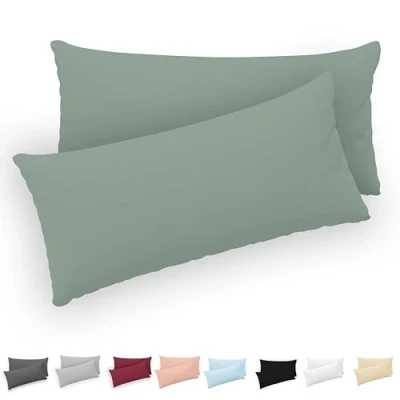 Image de Twinzen® Taie Oreiller 50x80 (Lot de 2) 100% Coton Jersey 150 GSM d&#039;oreiller Housse Coussin avec Fermeture Éclair Certifié Oeko Tex