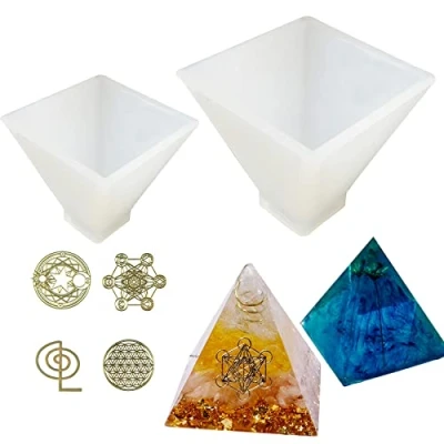 Image de Cayway 2 PCS Pyramid Moule pour Resine Epoxy, en Silicone avec Remplissage Résine Pyramide, Décoration de Table à La Maison
