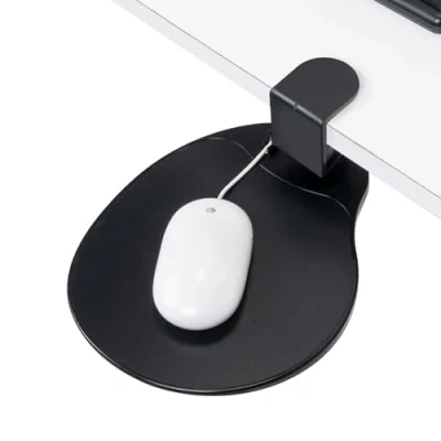 Image de EHO Plateforme de Souris à Clipser Rotation 360 degrés Support Ergonomique pour Plateau Coulissant Convient Un Bureau 3,8 cm d&#039;épaisseur Extension Rangement