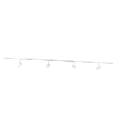 Image de QAZQA yade Système de rail spot luminaire plafond, plafonnier compatible pour led 4 lumière L 210 cm Blanc Moderne éclairage intérieur Salon I Chambre Cuisine Salle à manger
