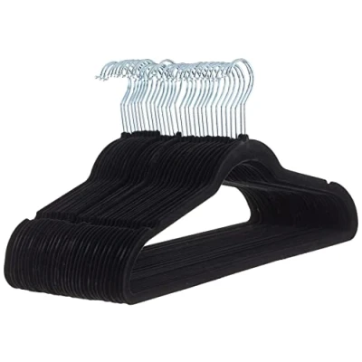 Image de Amazon Basics Lot de 30 cintres en Velours pour Costumes Noir