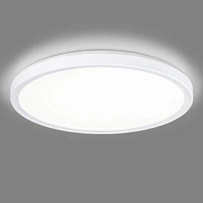 Image de Navaris Plafonnier LED 18W Luminaire plafond rond Ø29,3cm avec 4000K rétro éclairage et luminosité variable Lampe chambre salon bureau