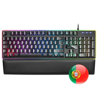 Image de Mars Gaming MK320, Clavier H Mech Red RGB, Repose Poignets, QWERTY Portugais, Noir