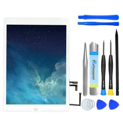 Image de NB+ Écran Tactile pour iPad Air 2013 Génération 9.7 de Remplacement Digitizer Adhésif Pré installé,avec avec Bouton d&#039;accueil (modèle:A1474 A1475 A1476 (Blanc)