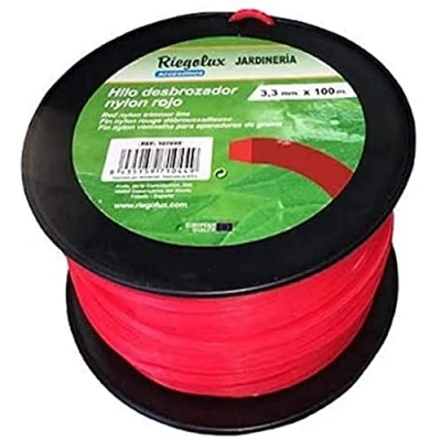 Image de RIEGOLUX 107667 Fil débroussailleuse en Nylon carré, Rouge, 3 mm x 100 m