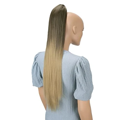 Image de CAISHA 70cm Postiche Natte Queue De Cheval Extensions Cheveux Raide Blond Brun Ombré H118