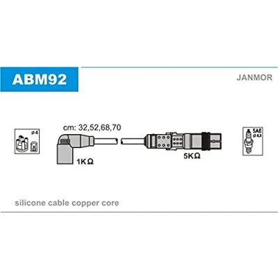 Image de JANMOR ABM92 Jeu De Fils d&#039;Allumage VOLKSWAGEN: GOLF 4, New Beetle 3/5 portes, 6, AUDI: A3 A4 B5 Berline, Avant, SEAT: Ibiza 3