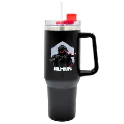 Image de HOX Call of Duty Gobelet isotherme en acier inoxydable de 1200 ml avec paille et poignée pour eau, thé glacé, café ou smoothie