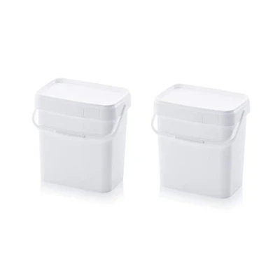 Image de 2X Eimer 10,3l rechteckig * 10l lebensmittelecht stapelbar Kunststoffeimer 10 Liter weiß 10Liter