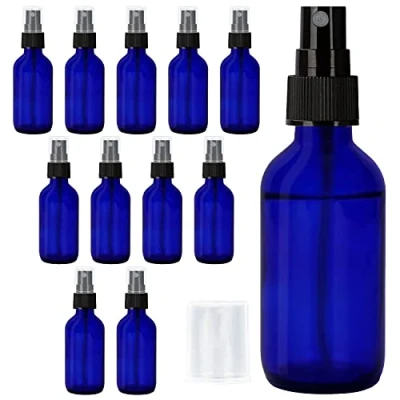 Image de BELLE VOUS Flacon Spray Vide en Verre Bleu (Lot de 12) 60 ml Kit Voyage Flacons à Brume Fine Contenant Voyage, Huiles, Nettoyage, Aromathérapie, Animaux et Parfum Remplissable Cobalt