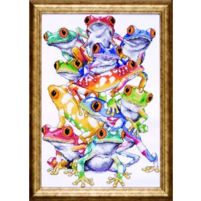 Image de Design Works Kit Broderie pour Point de Croix Pile Grenouilles Multicolore