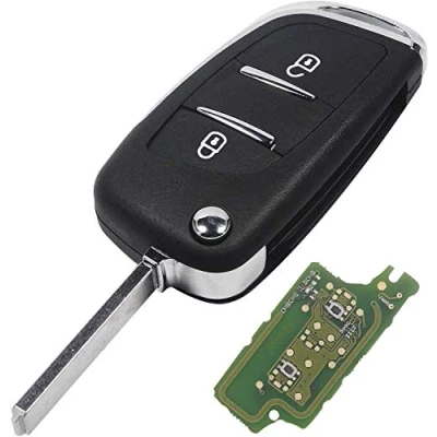 Image de ProPlip Clé complète électronique 2 Boutons Compatible Avec Picasso C2 C3 C4 C5 C6 Peugeot 206 207 307 308 408 433MHz ce0536