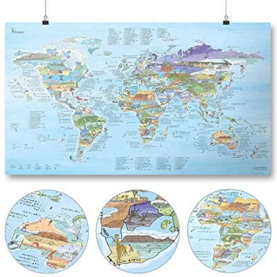 Image de Kitesurf Map by Awesome Maps Carte du monde illustrée pour les kitesurfeurs réinscriptible 97,5 x 56 cm