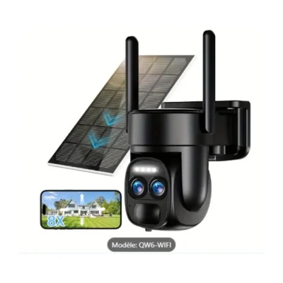 Image de [8X Zoom Hybride] 4K Camera Surveillance WiFi sans Fil Double Objectif 360 PTZ,avec Panneau Solaire,Nocturne Couleur
