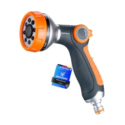 Image de GRIFEMA GE1303 Pistolet arrosage du jardin 8 modèles réglables, pulvérisateur multifonctionnel avec débit d&#039;eau contrôlable, lavage de voiture, nettoyage cour, Exclusivité Amazon
