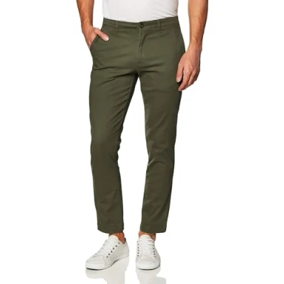 Image de Amazon Essentials Pantalon Chino Extensible, Style décontracté, Coupe Classique Homme, Vert Olive, 29W / 28L